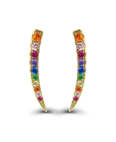 Multi Color Cubic Zirconia Graduated Ear Climbers in Sterling Silver (Also in 14k Gold Over Silver)