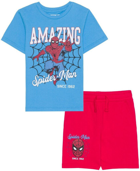 Toddler and Little Boys Spiderman Short Sleeve T-shirt and Shorts, 2 Pc Set