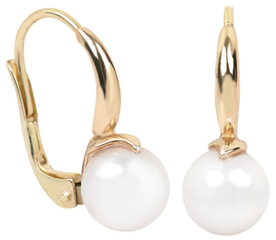 Elegant gold earrings with real pearls 745 235 001 00116 0000000