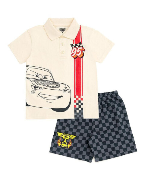 Boys Lion King Mickey Mouse Cars Polo Shirt and Shorts Outfit Set to