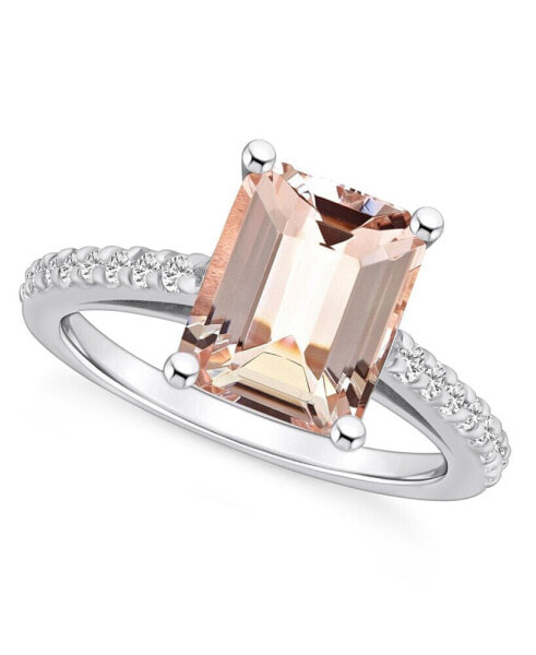 Morganite (3 ct. t.w.) and Diamond (1/4 ct. t.w.) Ring in 14K White Gold