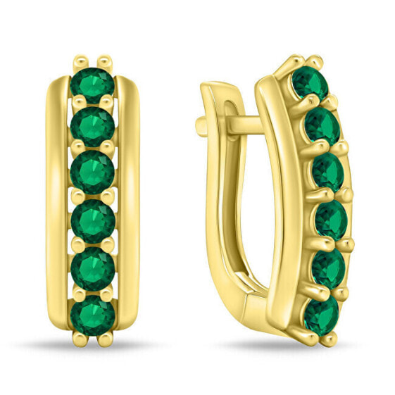 Amazing gold plated earrings with green zircons EA543YG