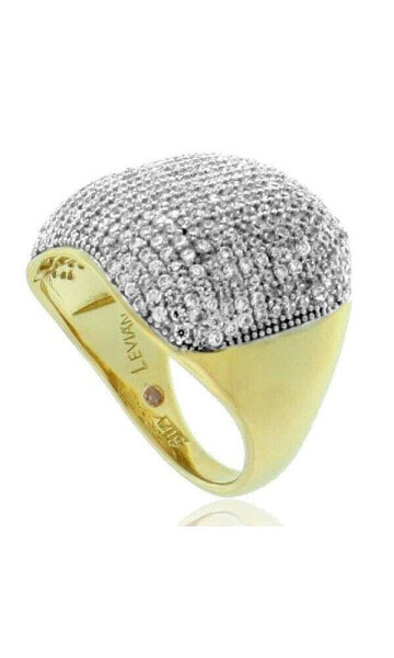 Suzy Levian Sterling Silver Cubic Zirconia Modern Pave Wide Band Ring
