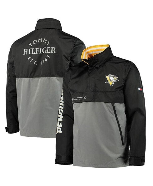 Куртка с капюшоном от Tommy Hilfiger черно-серого цвета Pittsburgh Penguins Anorak Quarter-Zip Hoodie