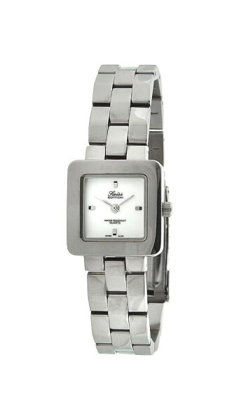 Women's Silver Luxury Small Square Link Bracelet White Dial Watch