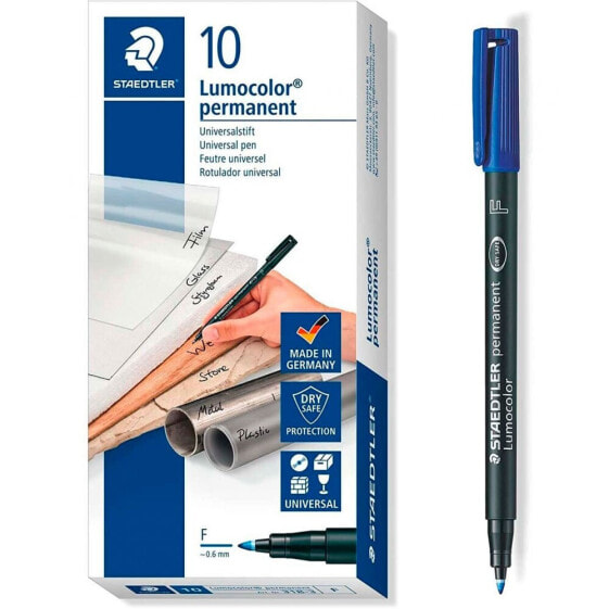 Фломастер почерков Staedtler Lumocol 0,6 синий 10 шт.