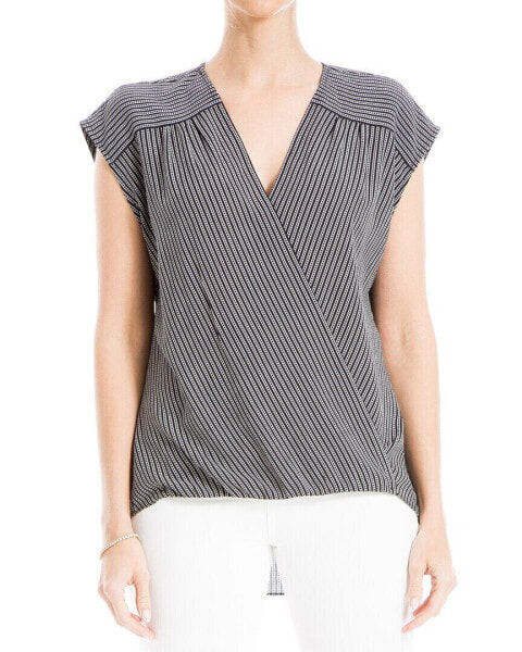 Max Studio Texture Crepe Shirttail Wrap Top Women's Xs