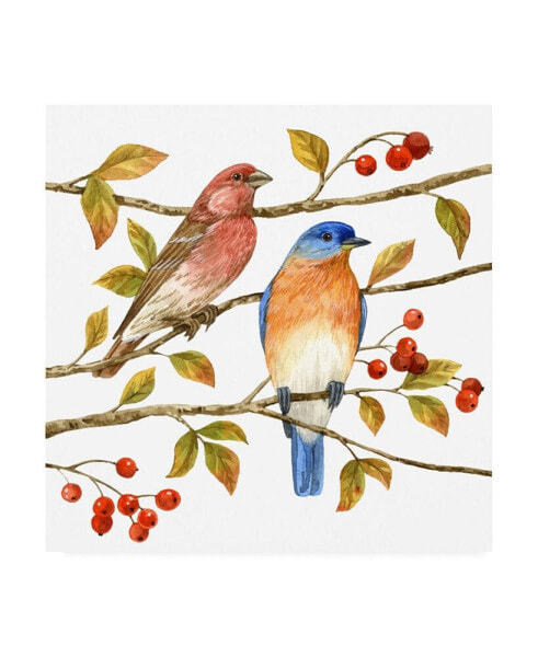 Jane Maday Birds and Berries IV Canvas Art - 19.5" x 26"