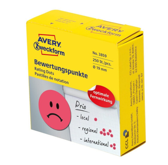 Avery Zweckform Avery 3859 - Red - Circle - Permanent - Paper - 1.9 cm - 250 pc(s)