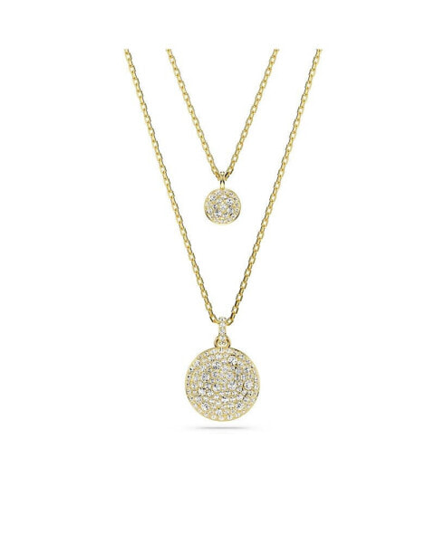 Swarovski white, Rhodium Plated or Rose-Gold Tone or Gold-Tone Meteora Layered Pendant Necklace