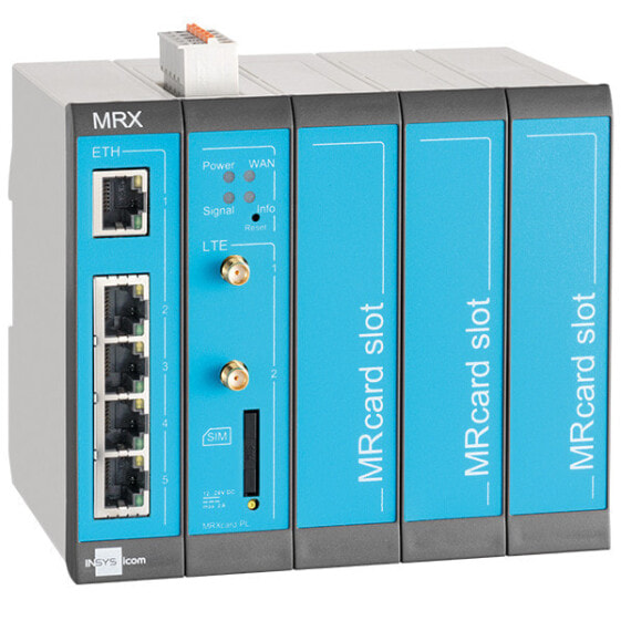 Insys Microelectronics icom MRX5 LTE - mod. 4G router - Ethernet WAN - Fast Ethernet - SIM card slot - Blue - Grey
