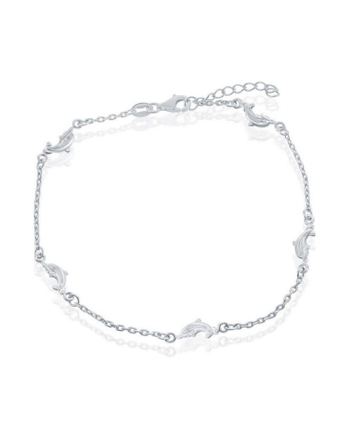 Sterling Silver Dolphins Anklet