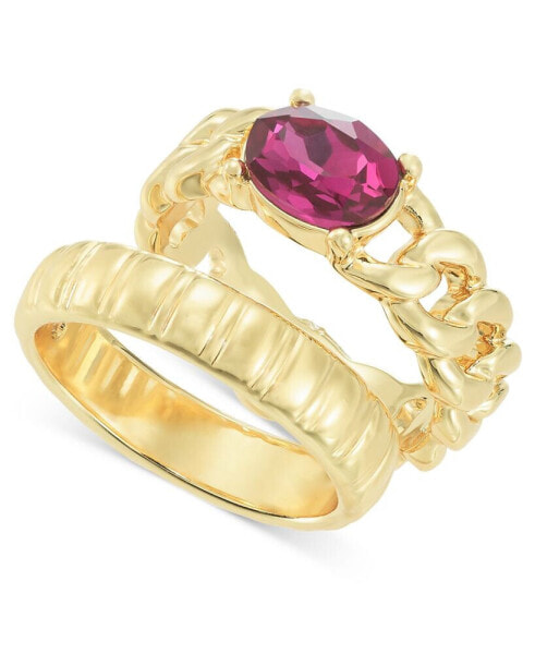 Gold-Tone 2-Pc. Set Stone Link Ring, Created for Macy's