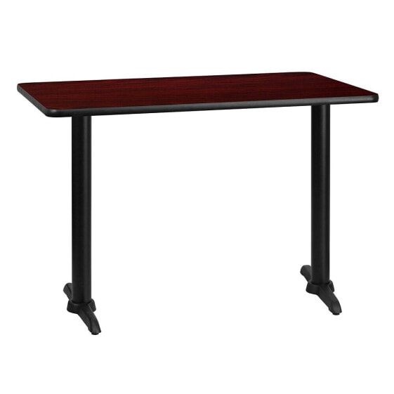 30'' X 42'' Rectangular Mahogany Laminate Table Top With 5'' X 22'' Table Height Bases