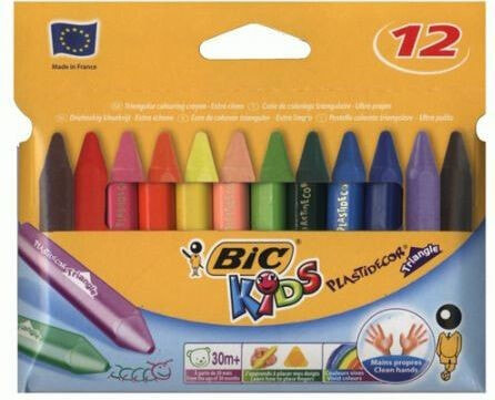 Bic KREDKI ŚWIECOWE BIC KIDS PLASTIDECOR TRIANGLE PUDEŁKO 12 SZT - 829773