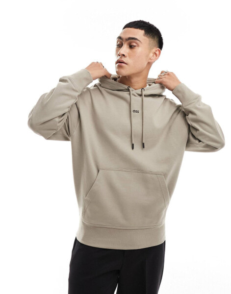 BOSS Orange Wesmall logo hoodie in beige