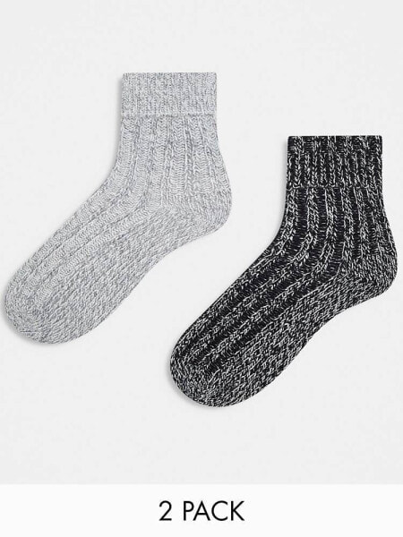 ASOS DESIGN 2 pack lounge socks in wool mix knit