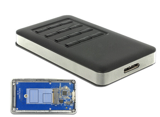 Delock 42594 - SSD enclosure - M.2 - Serial ATA - 5 Gbit/s - USB connectivity - Black - Silver