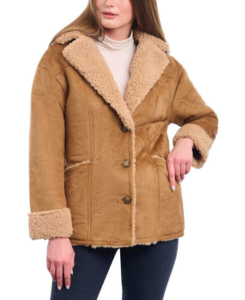 Women's Faux-Shearling Button-Front Coat