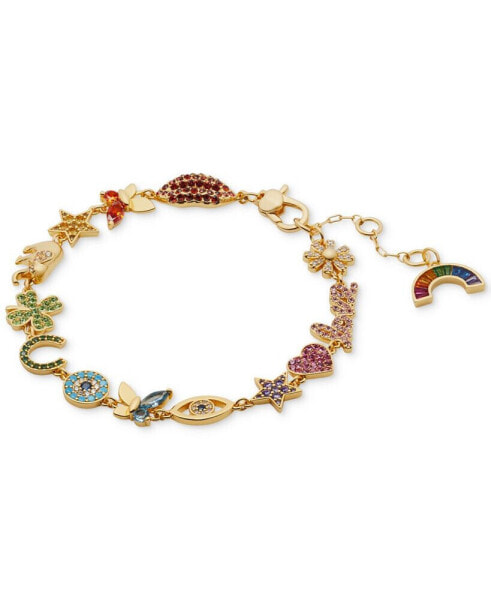 Gold-Tone Multicolor Crystal Rainbow Joy Charm Bracelet