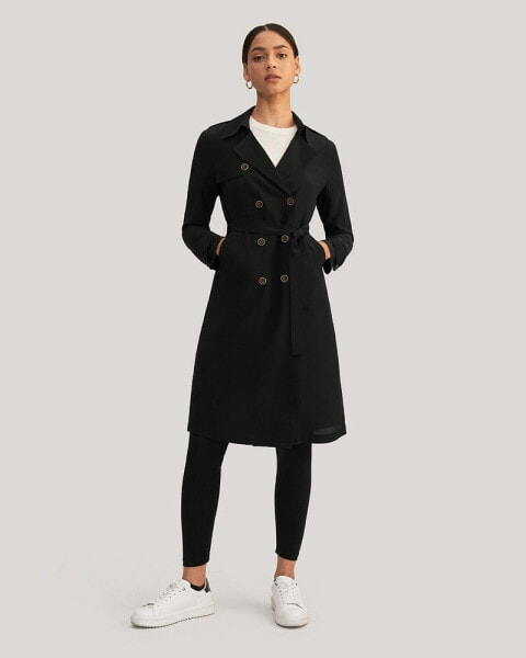 Women's Classic Double-Breasted Silk Trench Coat