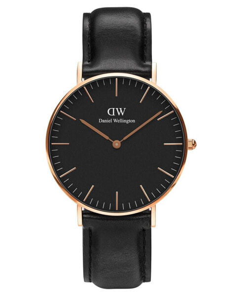 Часы и аксессуары Daniel Wellington унисекс Classic Sheffield чёрные кожаные 36 мм