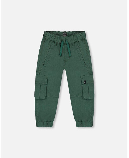 Little Boys Stretch Twill Cargo Jogger Pants Forest Green - Toddler|Child