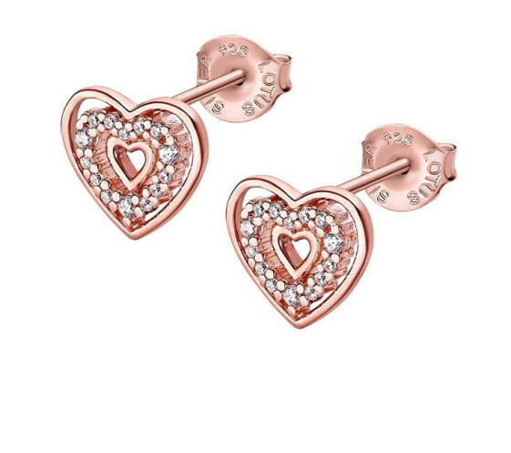 Bronze stud earrings with zircons Hearts LP3143-4 / 3