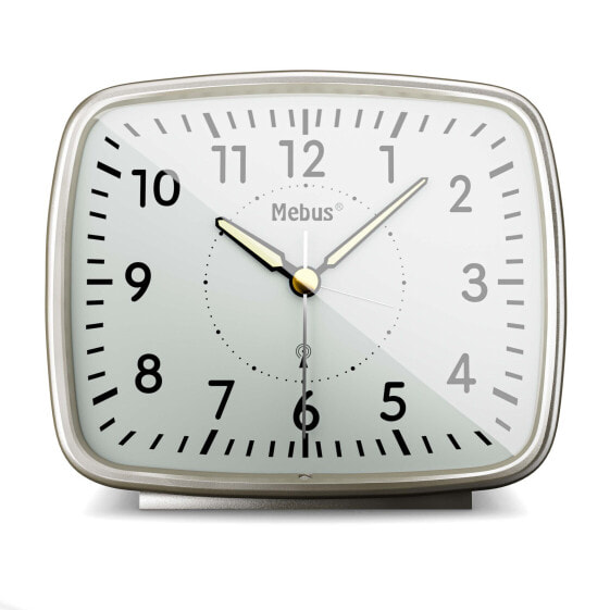 Mebus Radio, Digital alarm clock, Silver, White, 12h, Radio/Buzzer, Analog, Battery