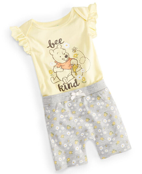 Baby Girls Winnie-the-Pooh Bee Kind Bodysuit & Shorts, 2 Piece Set
