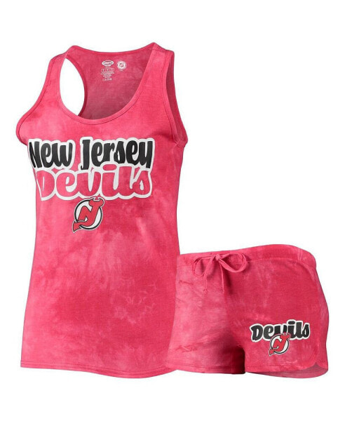 Women's Red New Jersey Devils Billboard Racerback Tank Top and Shorts Set