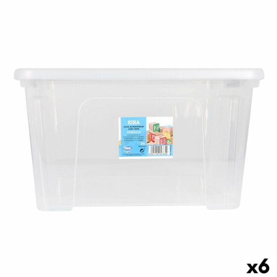 Контейнер для хранения с крышкой Dem Kira Пластик Прозрачный 25 L 42 x 36 x 25 см (6 штук)