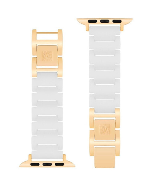 Women's White Ceramic and Gold-Tone Alloy Bracelet Compatible with 42/44/45/Ultra/Ultra 2 Apple Watch