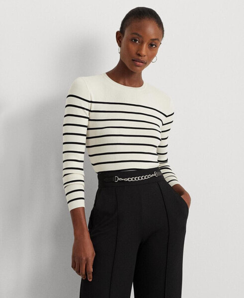 Women's Striped Crewneck Sweater, Regular & Petite