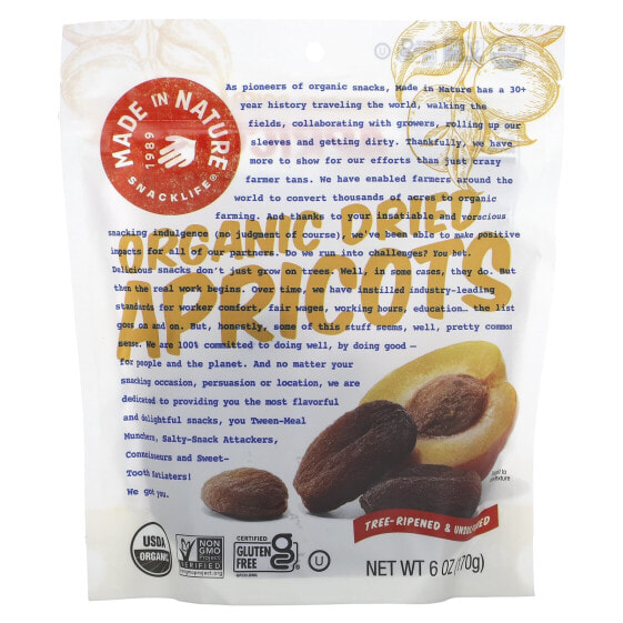 Organic Dried Apricots, Tree-Ripened & Unsulfured, 6 oz (170 g)