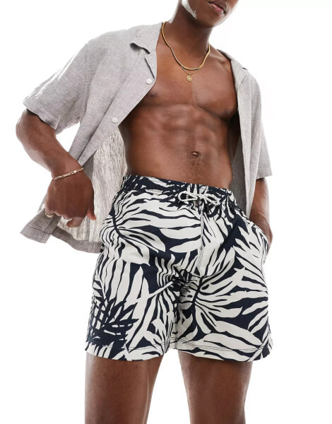 Superdry Printed 15-inch swim shorts in mono palm print