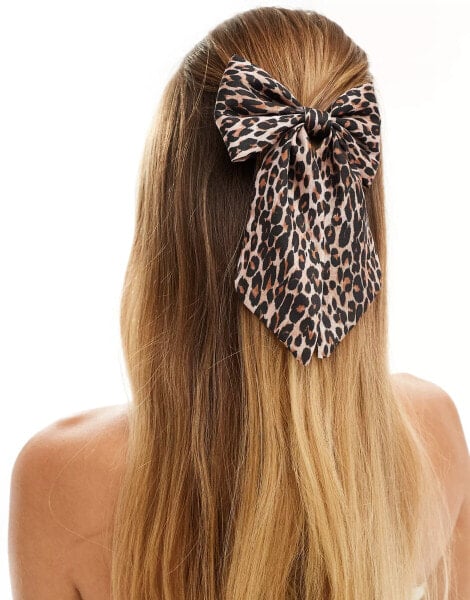 Accessorize hair bow in leopard print