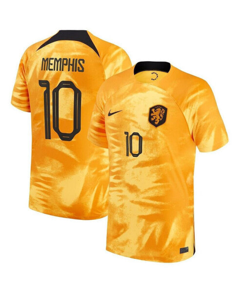 Men's Memphis Depay Orange Netherlands National Team 2022/23 Home Breathe Stadium Replica Player Jersey