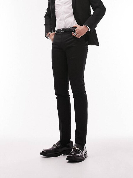 Topman super skinny tux suit trousers in black