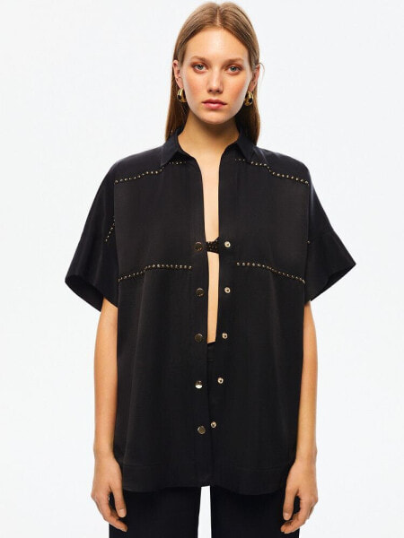 Women's Flat Studded Oversized Shirt