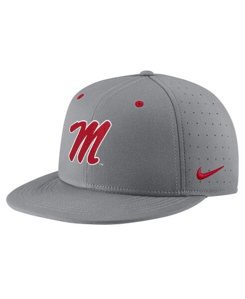 Men's Gray Ole Miss Rebels USA Side Patch True AeroBill Performance Fitted Hat