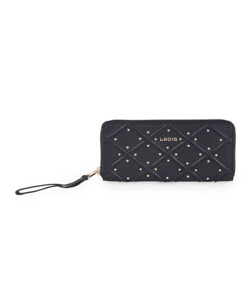 Women's Aria Accordian Zip Around Wallet with Studs