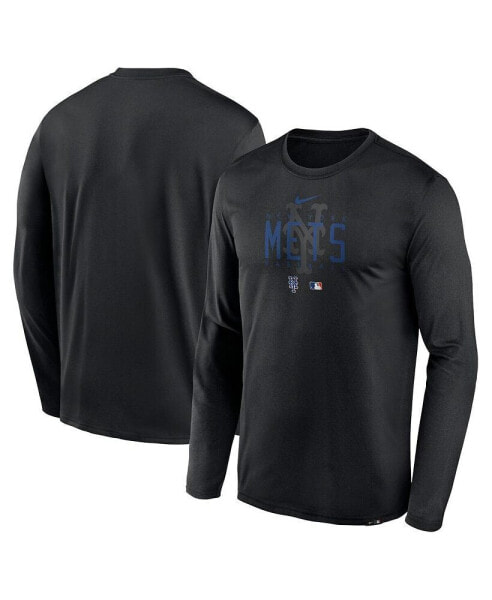 Men's Black New York Mets Authentic Collection Team Logo Legend Performance Long Sleeve T-shirt