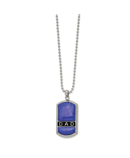 Chisel lapis Enameled DAD Dog Tag Ball Chain Necklace