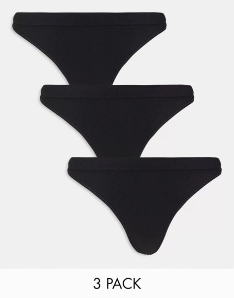 Weekday Cat 3 pack thong in black