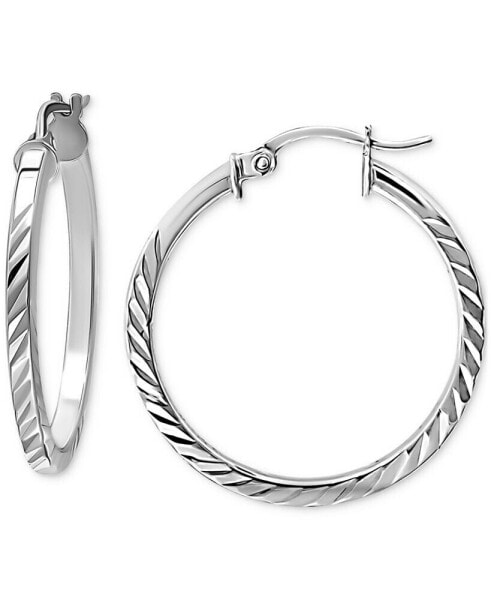 Ridged Tube Small Hoop Earrings in Sterling Silver, 25mm, Created for Macy's
