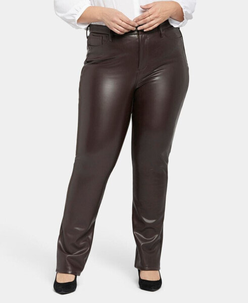 Plus Size Artificial leather Marilyn Straight Pants