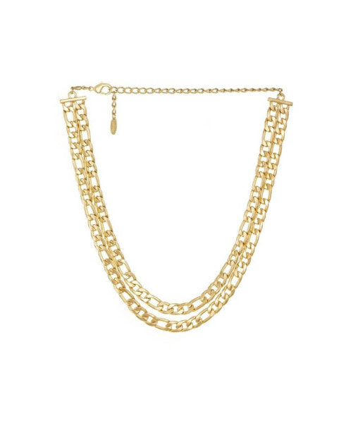 ETTIKA double Gold Plated Figaro Chain Link Necklace