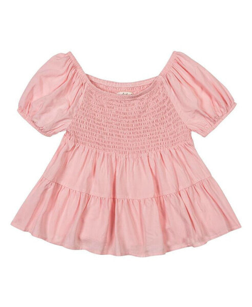 Big Girls Solid Smocked Bodice Top