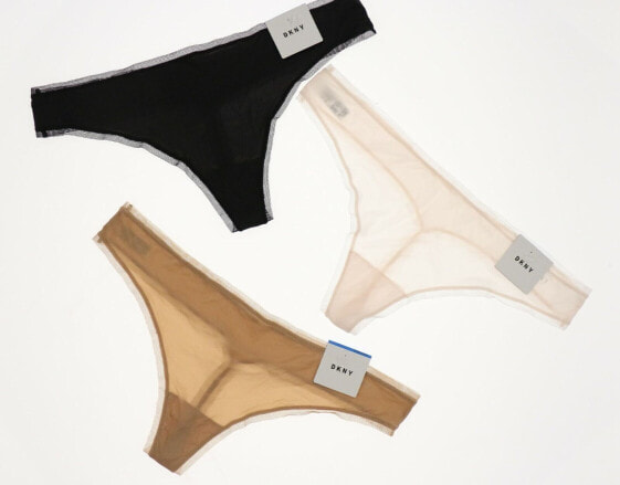 DKNY 268191 Women's White/Black/Nude Underwear 3 Pack Size XL